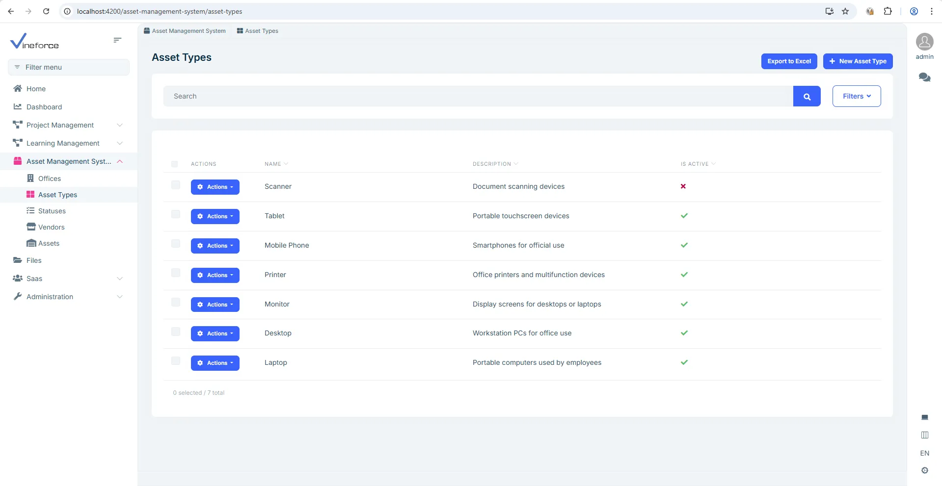 Customizable asset types vineforce image