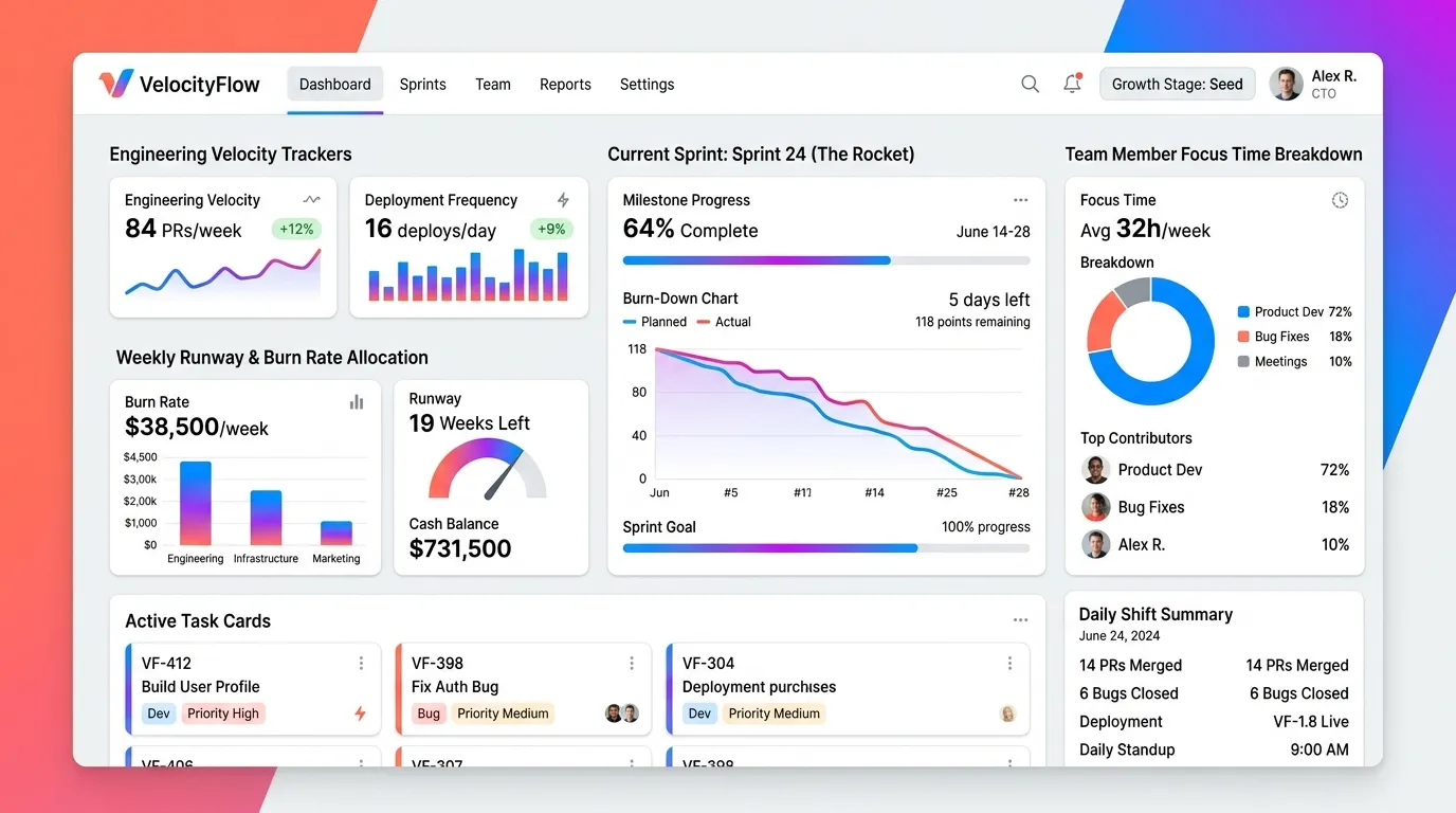 Vineforce Teams startup dashboard overview
