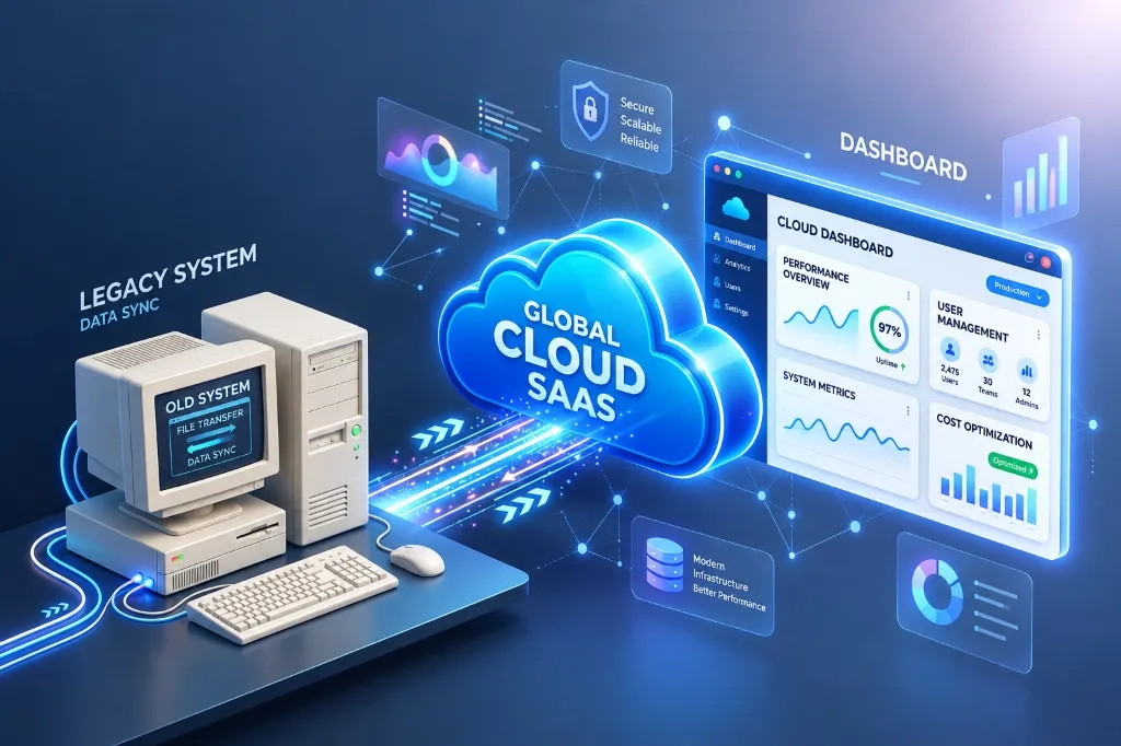 Software engineers converting legacy applications into scalable multi-tenant cloud SaaS platforms