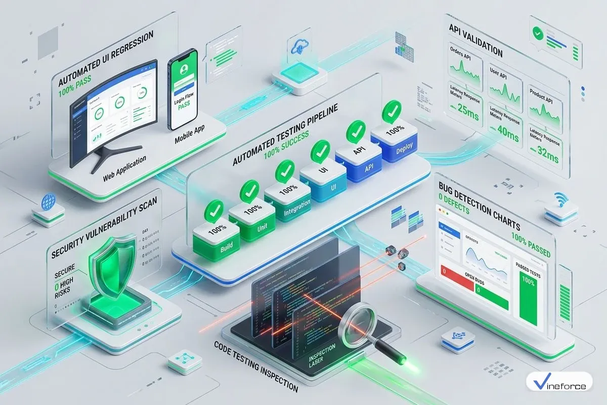 Software quality assurance analyst testing B2B SaaS platform dashboard