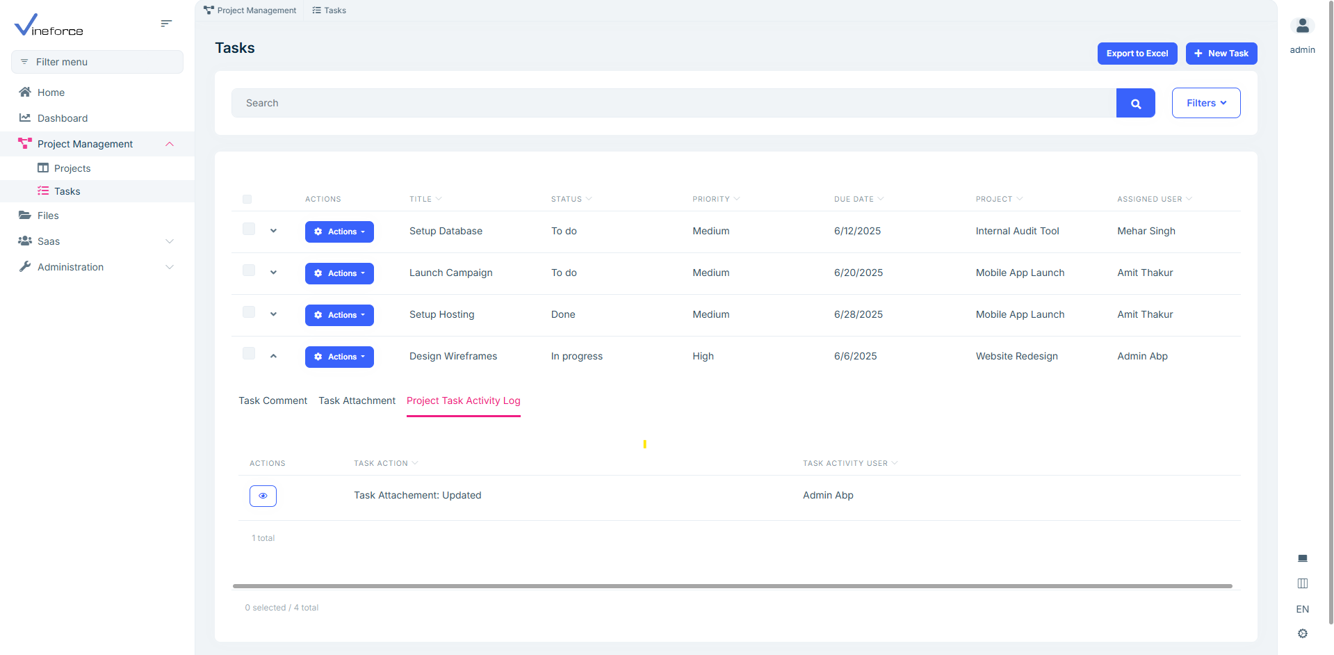 Project Task Activity Log-Vineforce image